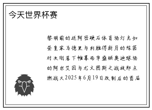 今天世界杯赛